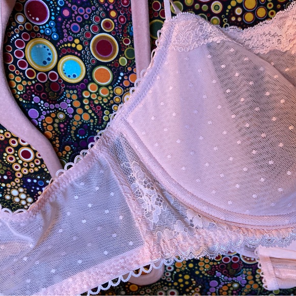 -Dobreva lace balconette bra unlined sheer push up bra 36E light pink pastel - Picture 11 of 16